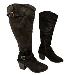 Mossimo Supply Co. Tall Knee High Boots SZ 8 Chocolate Whimsigoth Shimmer Fairy